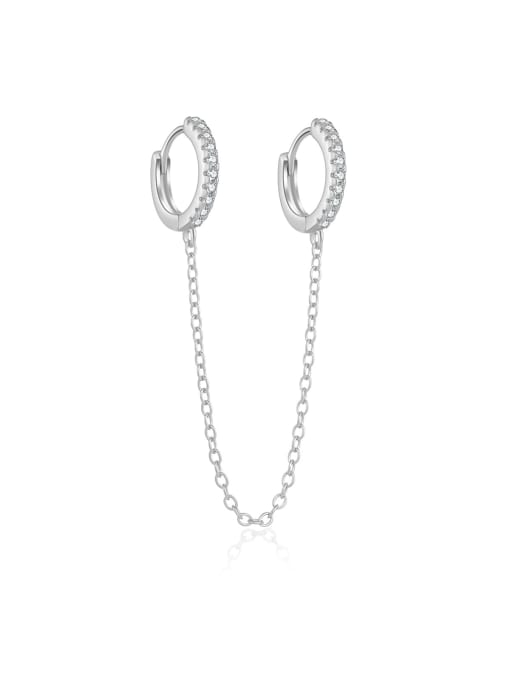 Platinum [White Stone] 925 Sterling Silver Cubic Zirconia Tassel Trend Threader Earring